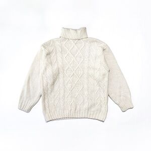 Pacha Cream Cable-Knit Oversized Turtleneck Sweater